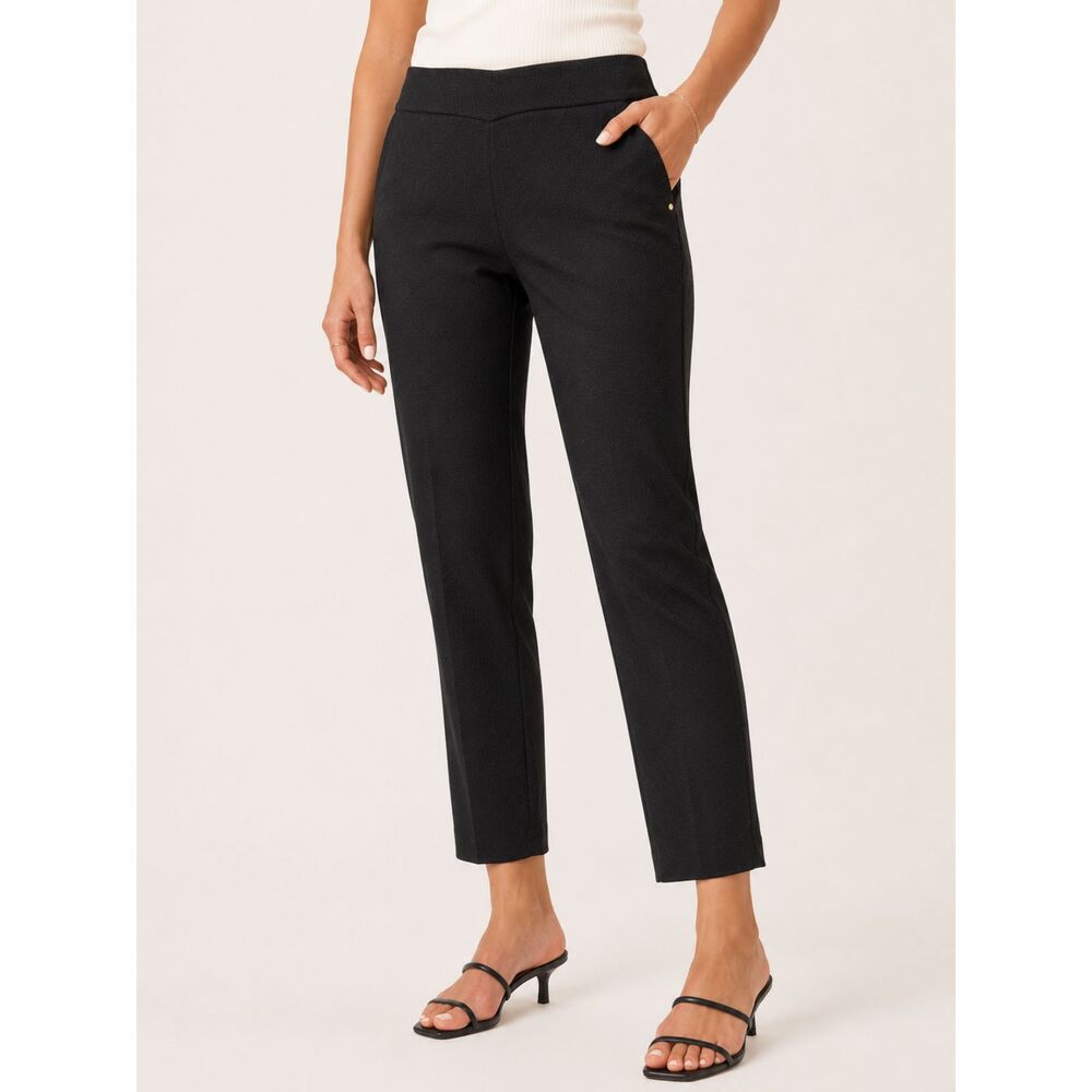 NWT‎ Dana Buchman Woven Black Ankle Pants Women's M Mid Rise Stretch Office